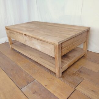 Konferenční stolek z masivního teaku se 4 praktickými šuplíky